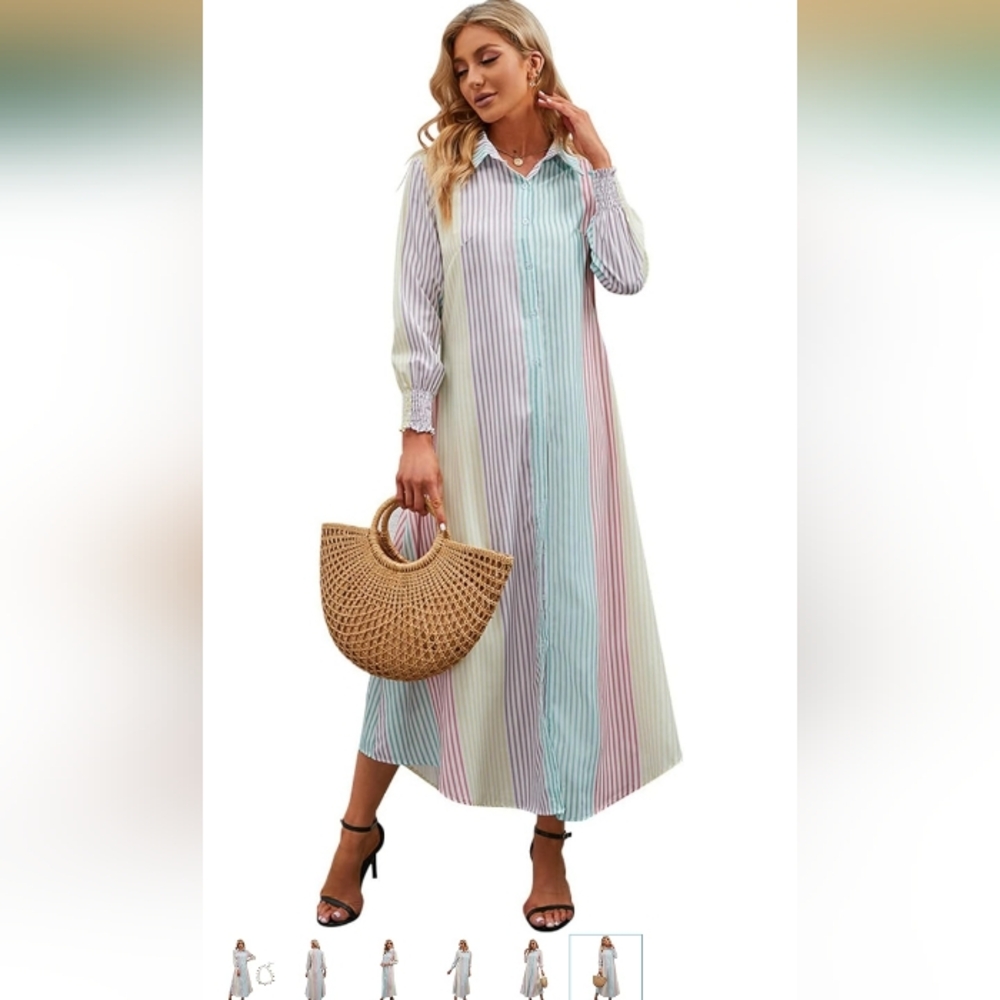 Striped Long Sleeve Maxi Dress